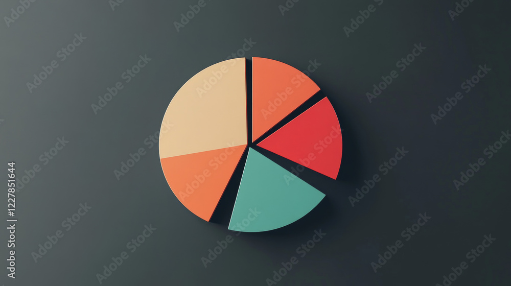 Fototapeta premium An animated pie chart that updates every few seconds, with each section subtly pulsing and shifting to reflect newly inputted data. 