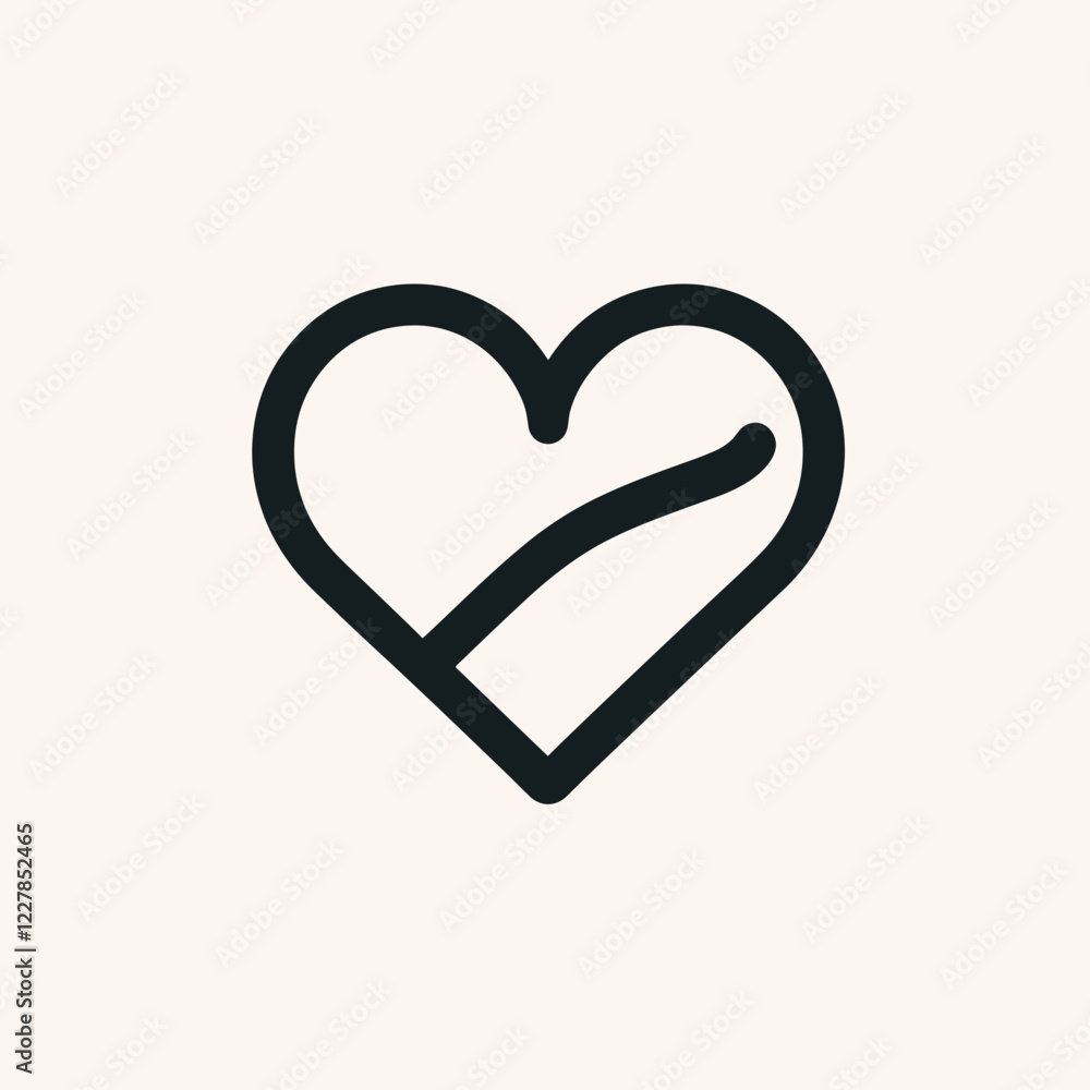 Simplistic illustration of a heart symbol with a wave design on a soft background for love concept Simplistic illustration of a heart symbol with a wave design on a soft background for love concept
