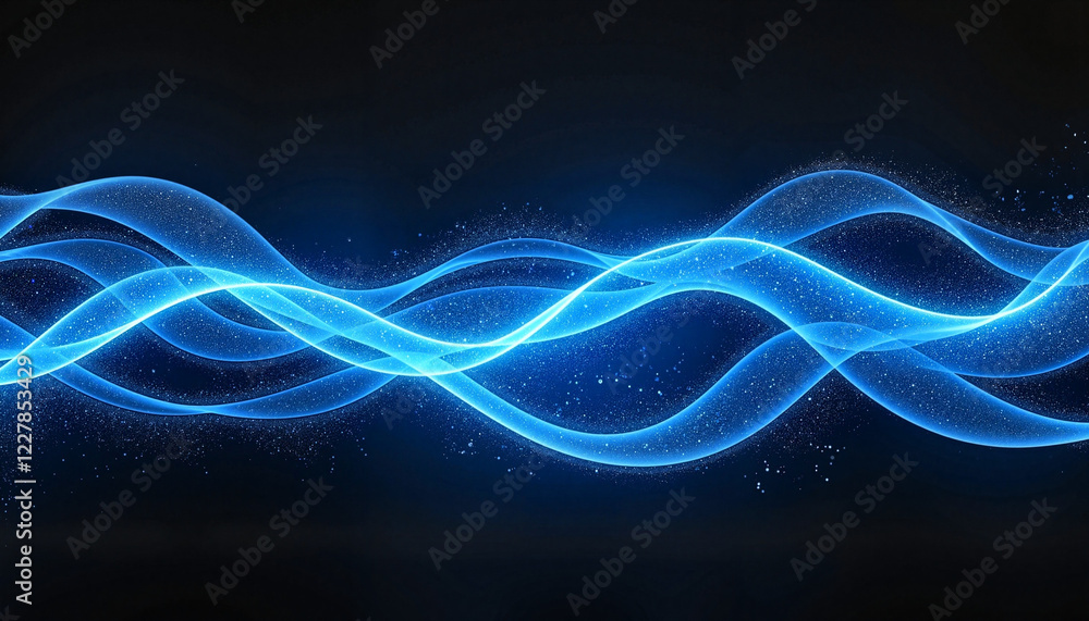 Electric-blue digital waves flowing in dark space, futuristic concept Electric-blue digital waves flowing in dark space, futuristic concept
