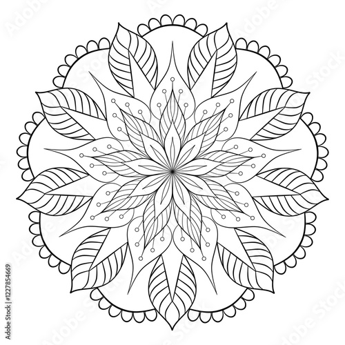 Mandala illustration in fabric background.