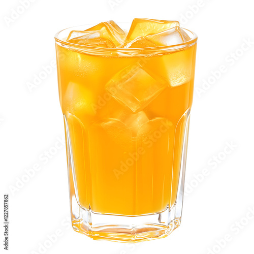 Orange juice drink glass fresh isolated on transparent background