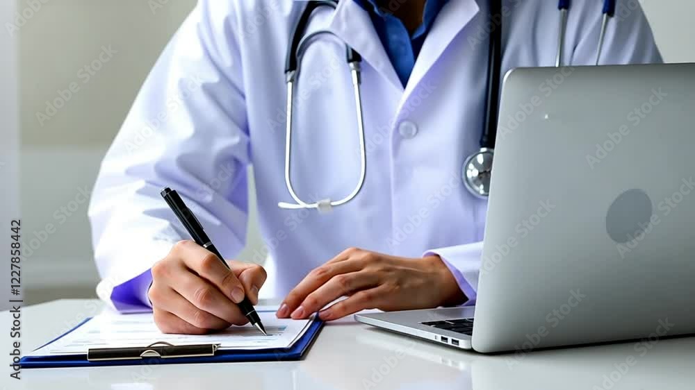 Medical Report in Clinic Office or Doctor Writing Report Medical Report in Clinic Office or Doctor Writing Report