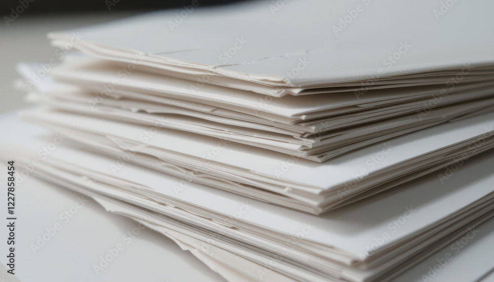 A stack of blank paper sheets organized neatly. A stack of blank paper sheets organized neatly.