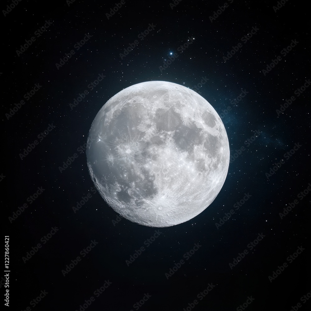 Stunning Full Moon Illuminating Night Sky with Stars and Depth Stunning Full Moon Illuminating Night Sky with Stars and Depth