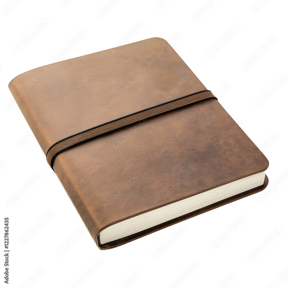 Brown journal notebook blank writing isolated on transparent background Brown journal notebook blank writing isolated on transparent background