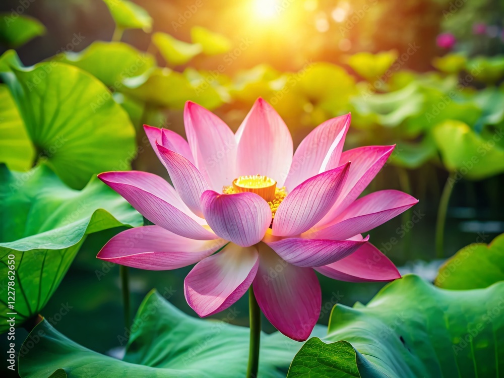 Drone View of a Freshly Blossomed Pink Lotus Flower with Blurred Background - Stunning Nature Photography Drone View of a Freshly Blossomed Pink Lotus Flower with Blurred Background - Stunning Nature Photography