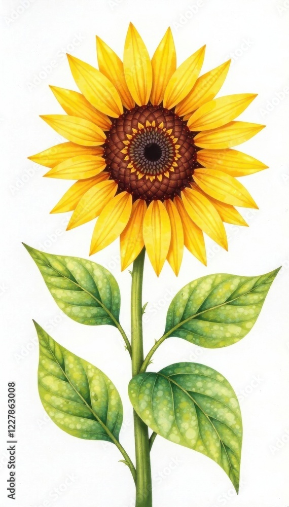 Naklejka premium Minimalist watercolor sunflower bouquet , simple, vector