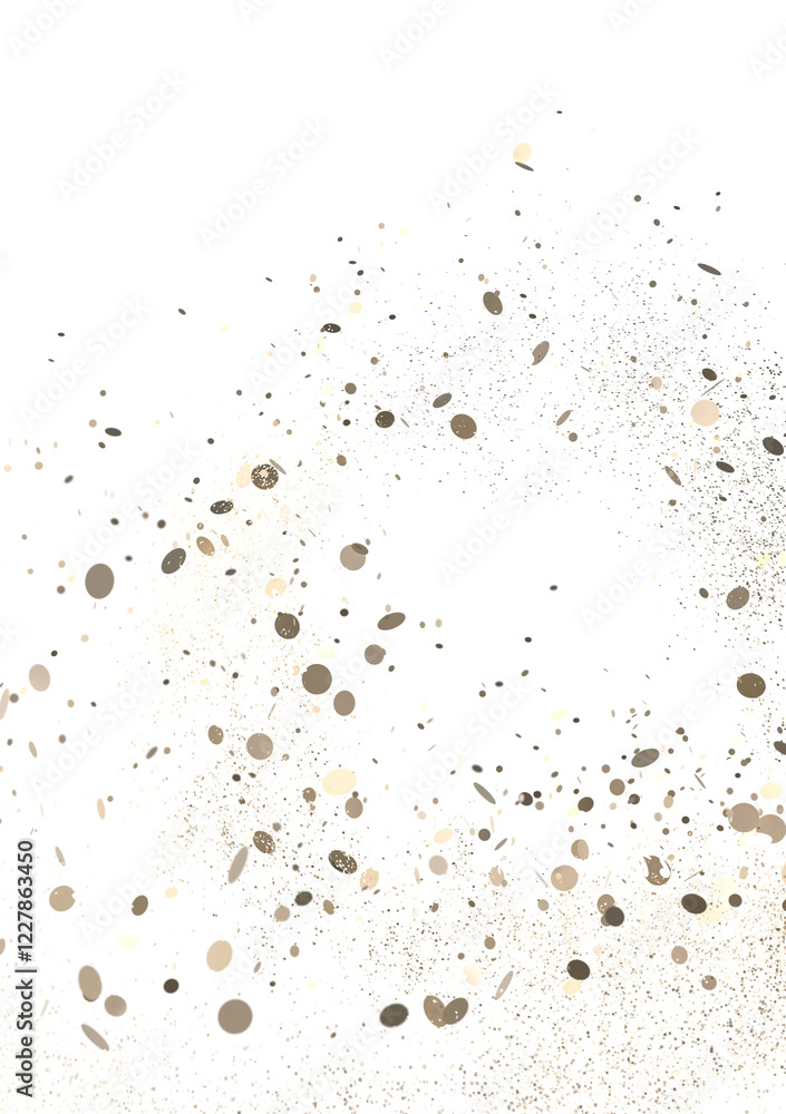 Cascading Celebration: Striking 3D Illustration Showcasing an Abundance of gold Confetti PNG Cascading Celebration: Striking 3D Illustration Showcasing an Abundance of gold Confetti PNG