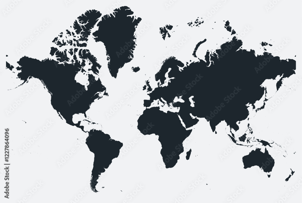 Obraz premium World map. Just a simple border map. Shape of the world. Blank boundary outline. Vector illustration.