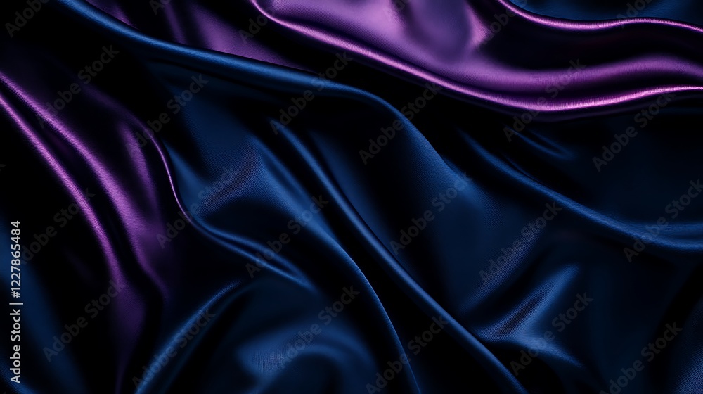 Fototapeta premium Draped silk fabric in shades of blue and purple