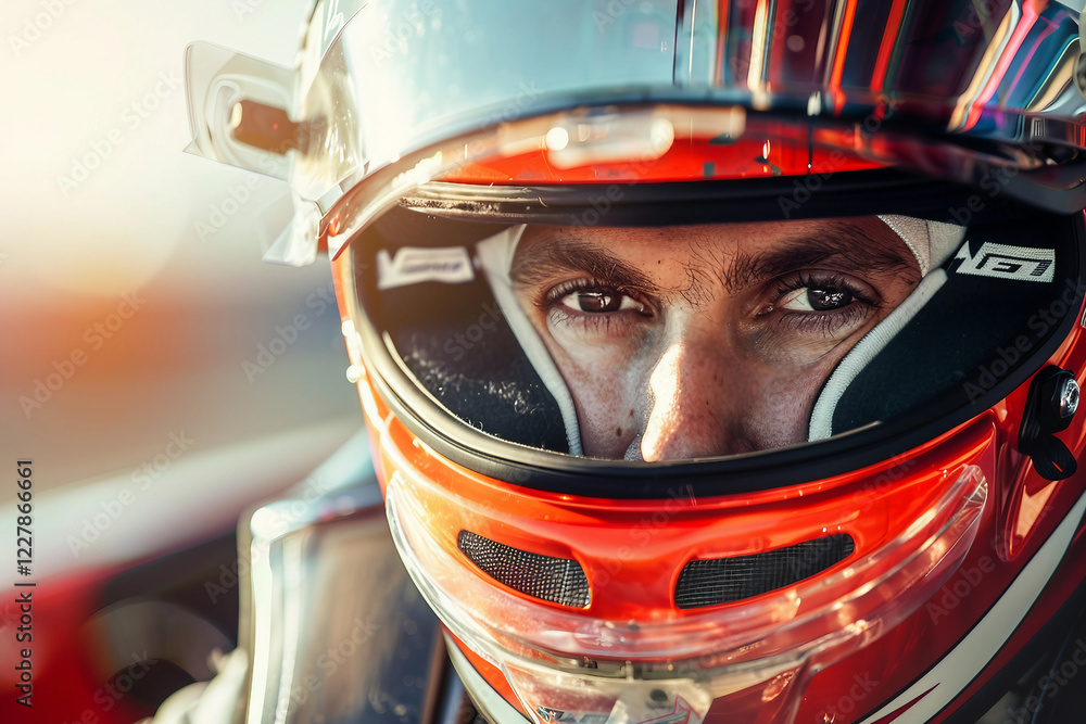 Professional racing team lineup in helmets and gear, showcasing unity and determination in motorsport, generative AI Professional racing team lineup in helmets and gear, showcasing unity and determination in motorsport, generative AI