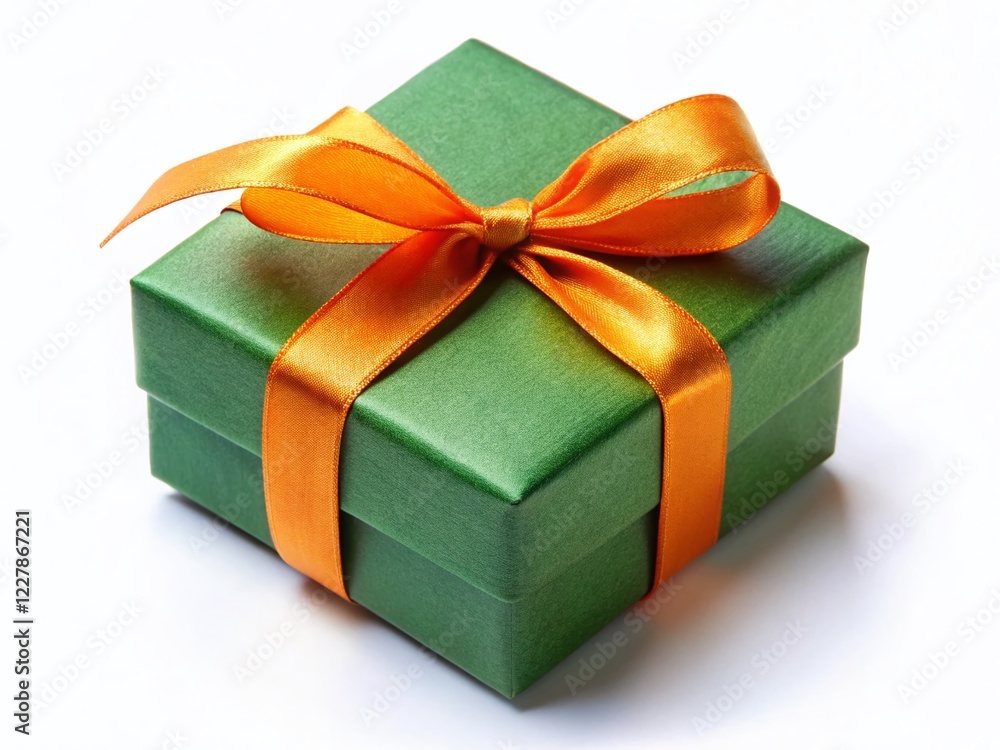 Obraz premium Eco-Friendly Gift Box with Orange Ribbon - Sustainable Packaging Stock Photo