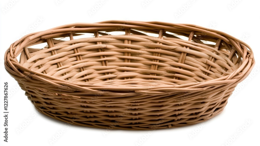 Woven basket made of natural materials placed on a plain background showcasing craftsmanship and design details for storage or decoration Woven basket made of natural materials placed on a plain background showcasing craftsmanship and design details for storage or decoration