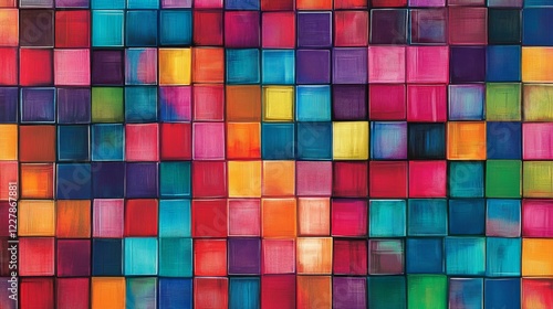 Abstract template horizontal banner with color square pattern