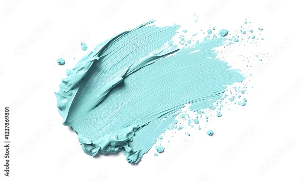 Obraz premium Pastel blue paint stroke, textured, isolated, white background, cosmetic swatch