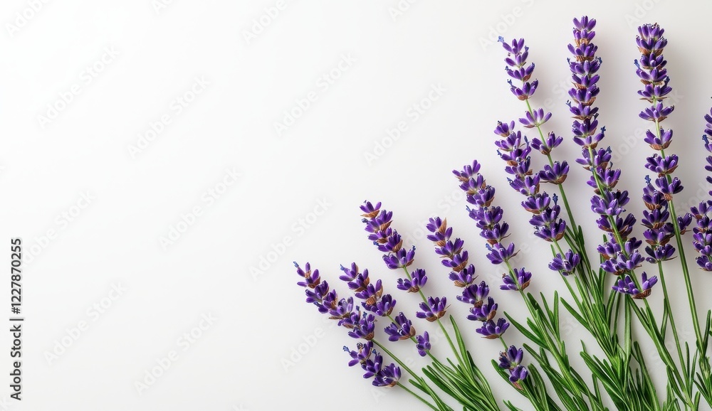 Naklejka premium Lavender flower border arrangement isolated on white background nature photography botanical art close-up view
