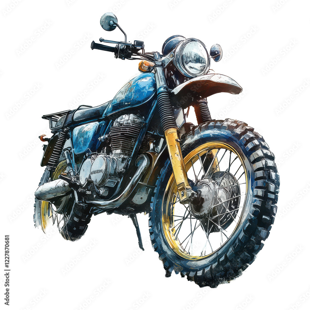 Classic Blue Yamaha Motorcycle Adventure Ride Offroad, Classic Blue Yamaha Motorcycle Adventure Ride Offroad,