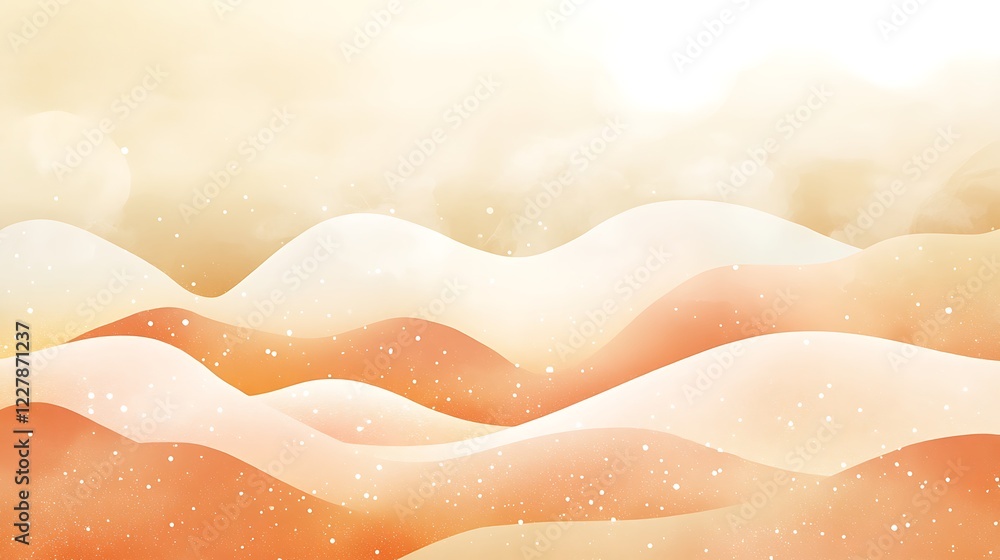 Fototapeta premium Abstract Beige and Orange Wavy Landscape Design