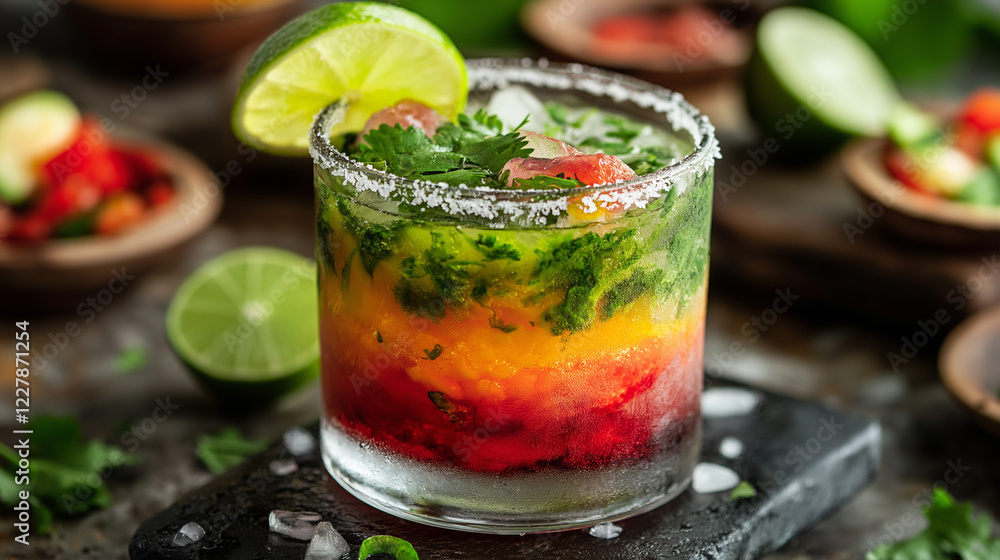 Refreshing colorful citrus margarita with lime and herbs for summer gatherings Refreshing colorful citrus margarita with lime and herbs for summer gatherings
