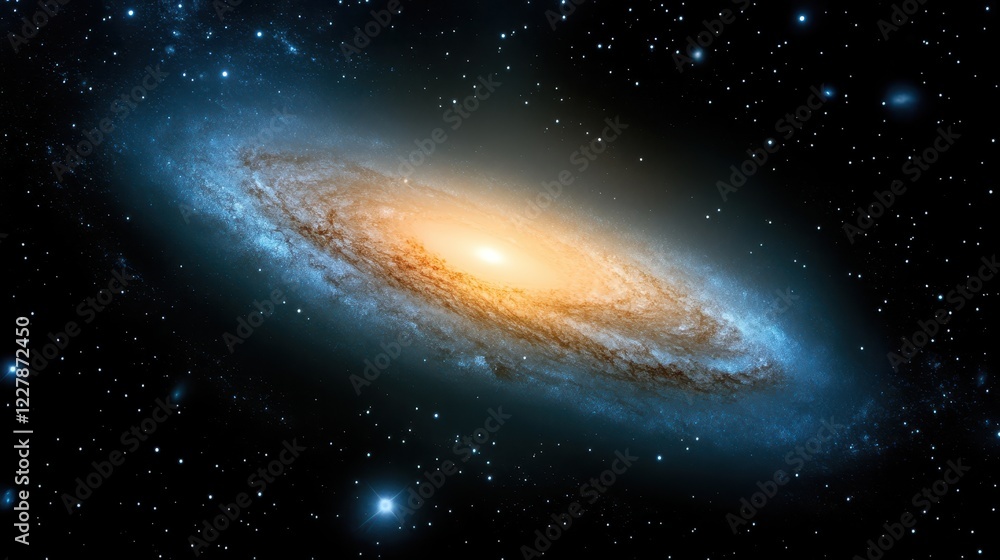 Vast galaxy with bright orange star, stunning display of cosmic beauty and celestial wonders Vast galaxy with bright orange star, stunning display of cosmic beauty and celestial wonders