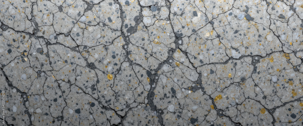 Textured surface resembling cracked concrete with golden accents. Textured surface resembling cracked concrete with golden accents.