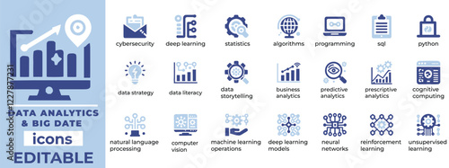 Professional Data Analytics and  Big Data Icon Vectors: Modern, scalable, and perfect for visualizing data insights
