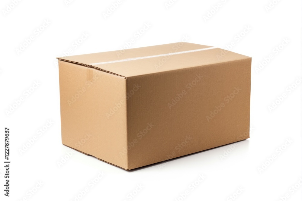 Cardboard Box on Its Side - Isolated Container for Delivery and Shipping, Perfect for Couriers and Packaging Cardboard Box on Its Side - Isolated Container for Delivery and Shipping, Perfect for Couriers and Packaging