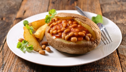 jacket potato vegetarian food, AI generated photo