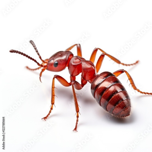 Closeup 3D Rendered Image of Imported Red Fire Ant Solenopsis Invicta Isolated on White Background photo