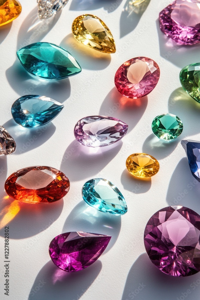Fototapeta premium Colorful gemstones on a light background
