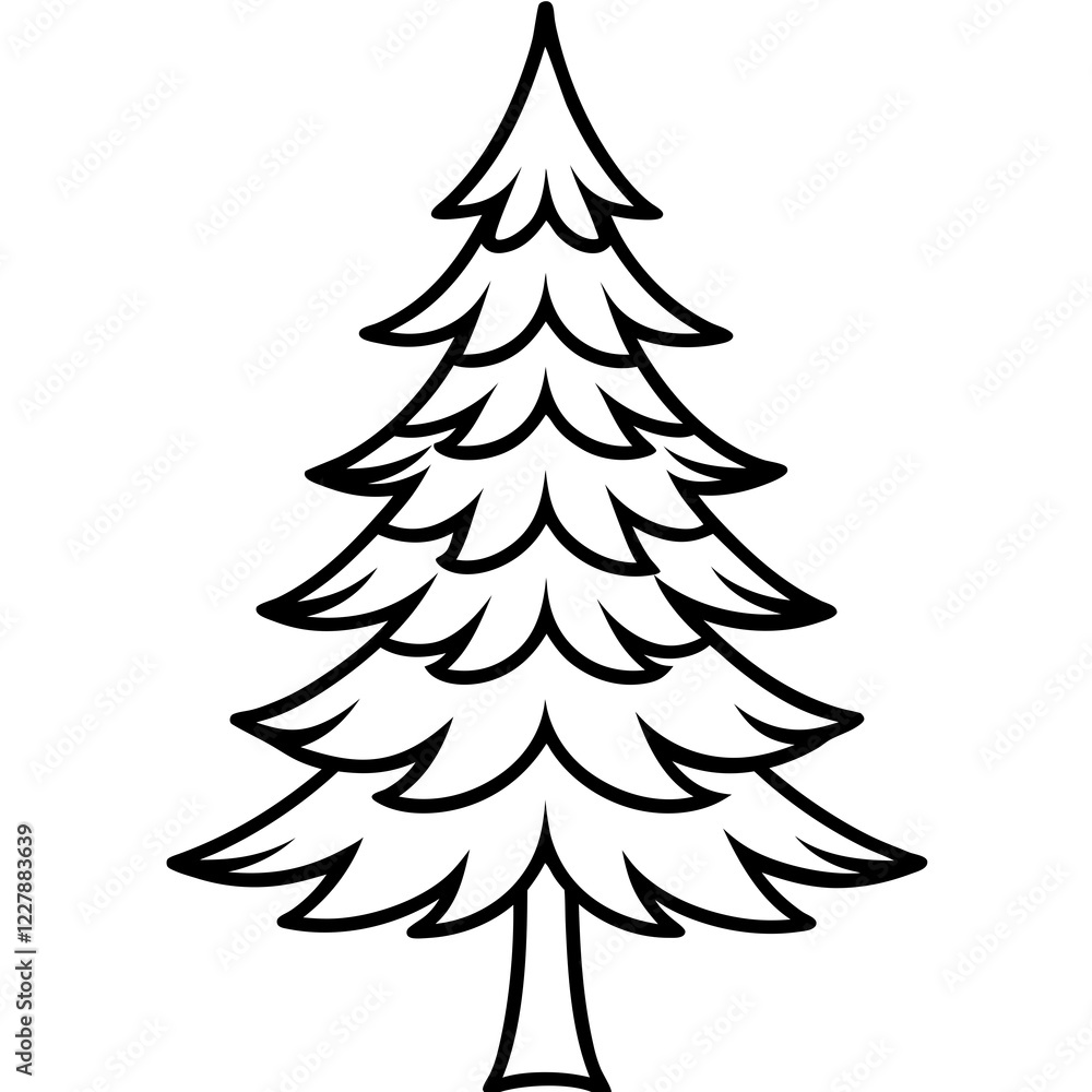 Douglas fir tree line art vector illustration Douglas fir tree line art vector illustration