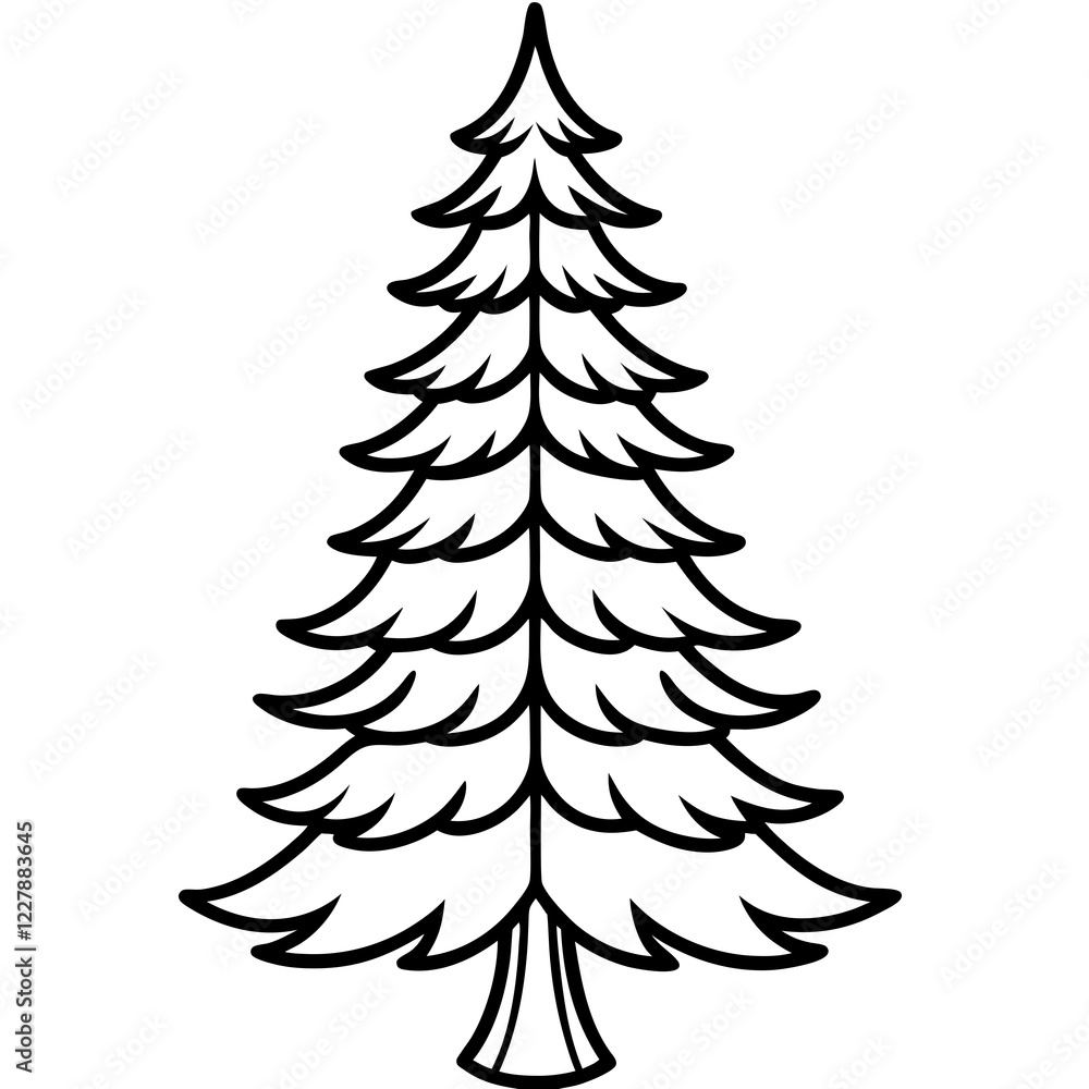 Douglas fir tree line art vector illustration Douglas fir tree line art vector illustration