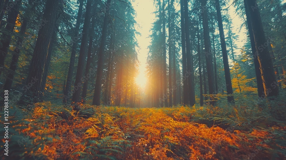 Obraz premium Sunlit Autumn Forest Path