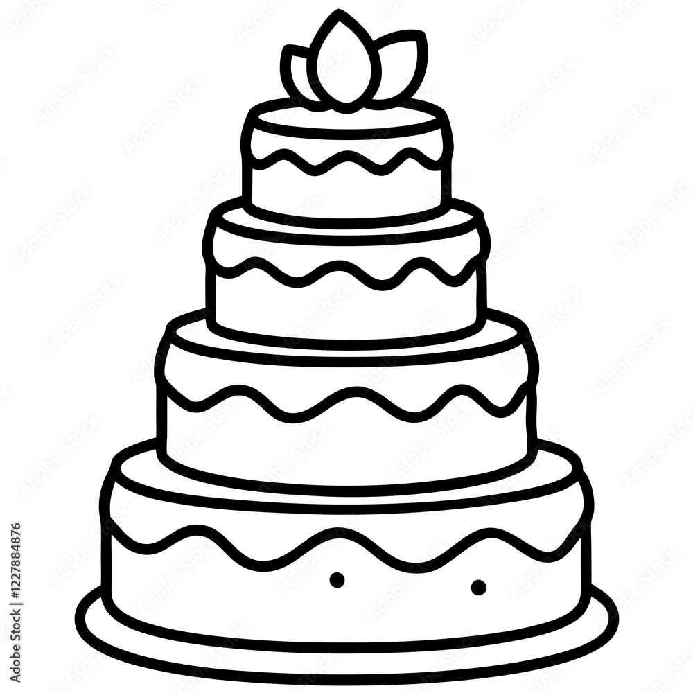 Birthday Cake line art vector illustration Birthday Cake line art vector illustration