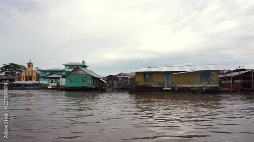 benjamin constant town of colorful wooden houses on the banks of a large river in the Amazon