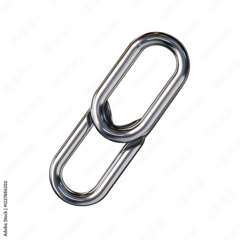 Paperclip 3D icon with a sleek metallic finish on transparent background Paperclip 3D icon with a sleek metallic finish on transparent background