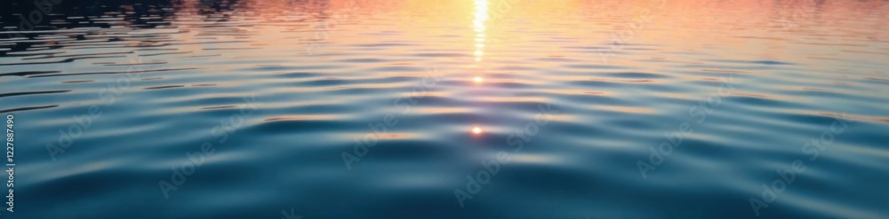 Gentle ripples on a lake's surface at dawn, morning light, water features Gentle ripples on a lake's surface at dawn, morning light, water features