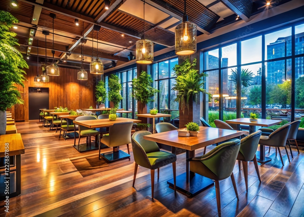 Empty Restaurant Interior After Closing - Modern Architecture and Design Empty Restaurant Interior After Closing - Modern Architecture and Design