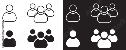 People line icon set. Persons outline and solid vector illustration. Group linear pictogram