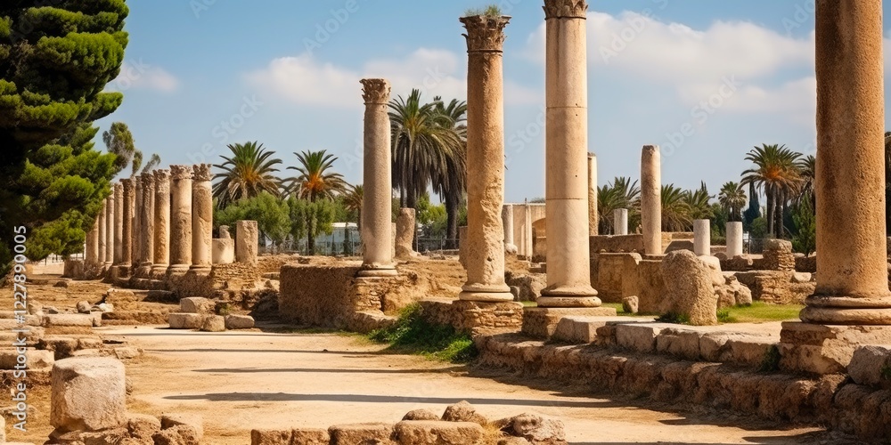 Fototapeta premium Discovering the Beauty of Ancient Carthage: Exploring the Roman Architecture and Archaeology of Tunis, Tunisia
