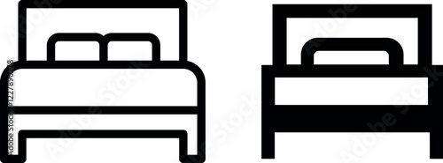 Bed Vector Icon Set – Furniture and Home Interior Icons