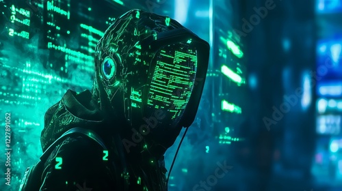 Cyberpunk Hacker: Anonymous Programmer Coding in the Dark - made with Generative AI