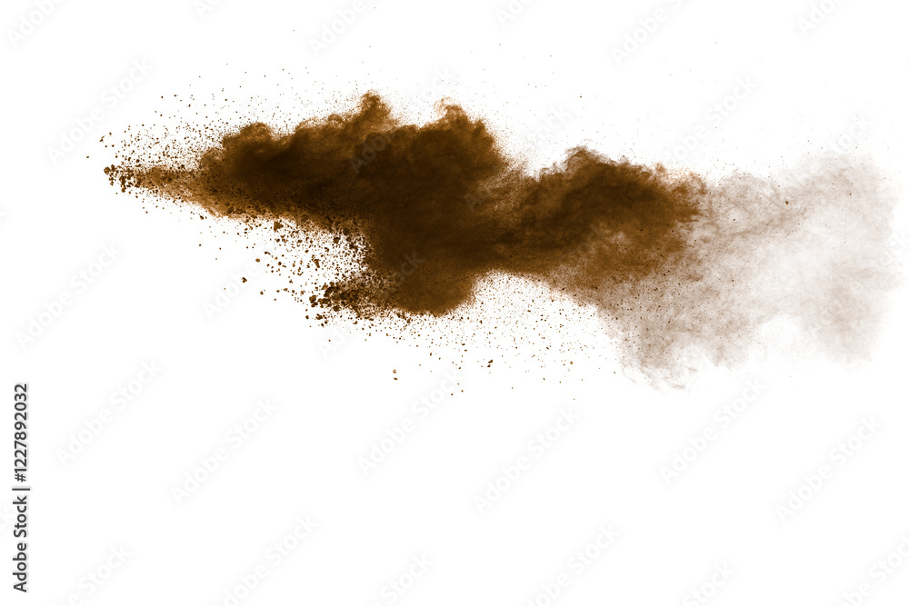 Cloud of brown dust is floating in the air Cloud of brown dust is floating in the air
