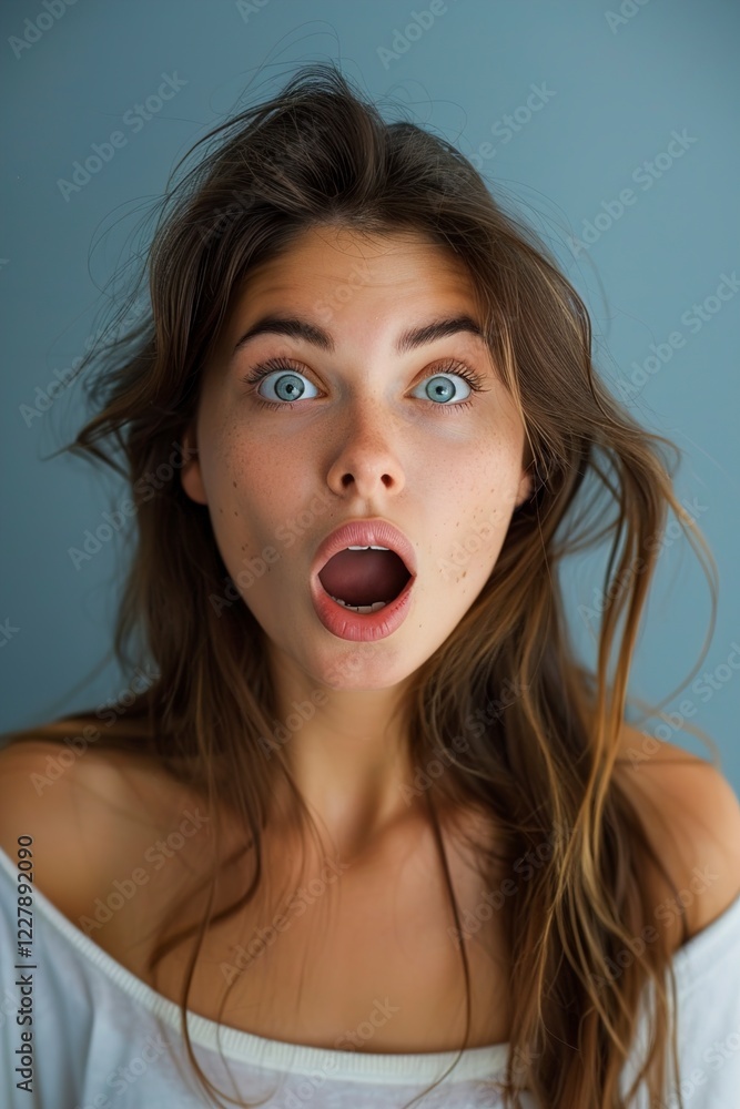An adorable woman with surprised expression An adorable woman with surprised expression