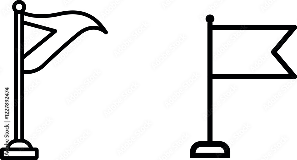 Obraz premium Flag on Pole Vector Icon Set – National and Symbolic Icons