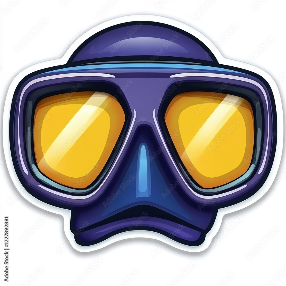 Colorful diving mask emoji design with bright yellow lenses and a rounded shape, perfect for representing underwater adventures and aquatic sports activities. Colorful diving mask emoji design with bright yellow lenses and a rounded shape, perfect for representing underwater adventures and aquatic sports activities.