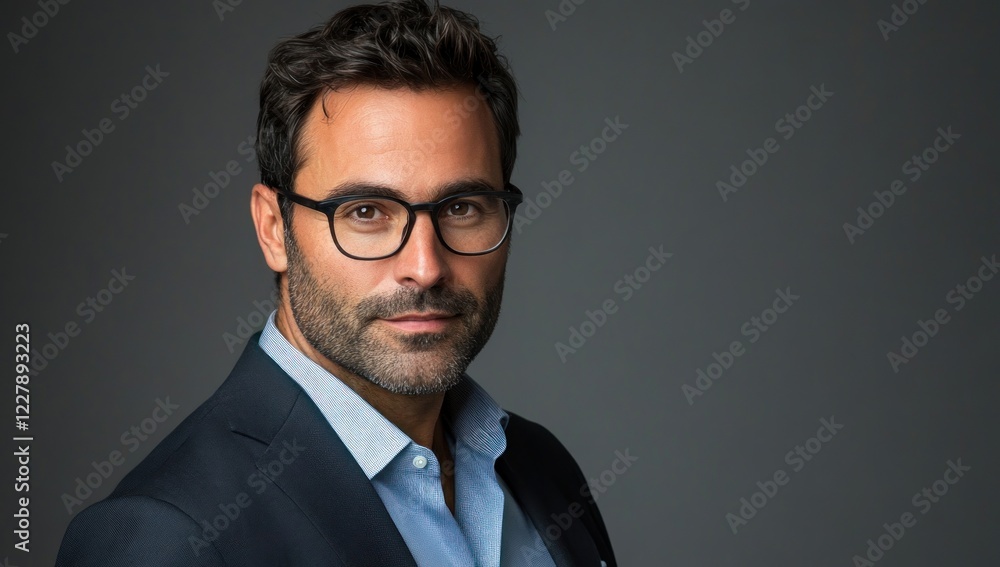 Portrait of a Confident Man in Glasses Portrait of a Confident Man in Glasses