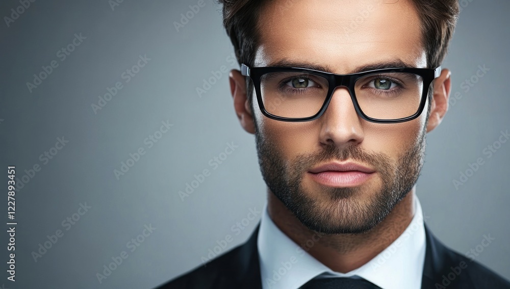 Portrait of a Confident Man in Glasses, Stylish Businessman, Close-up Studio Shot Portrait of a Confident Man in Glasses, Stylish Businessman, Close-up Studio Shot