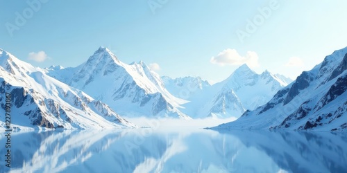 Wallpaper Mural Serene Winter Landscape Majestic Snow-Capped Peaks Reflecting in a Tranquil Frozen Lake Torontodigital.ca