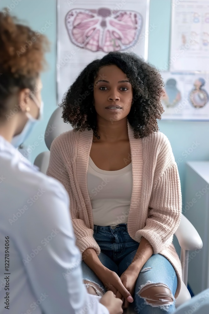 A Doctor consults patient before procedure for treating A Doctor consults patient before procedure for treating